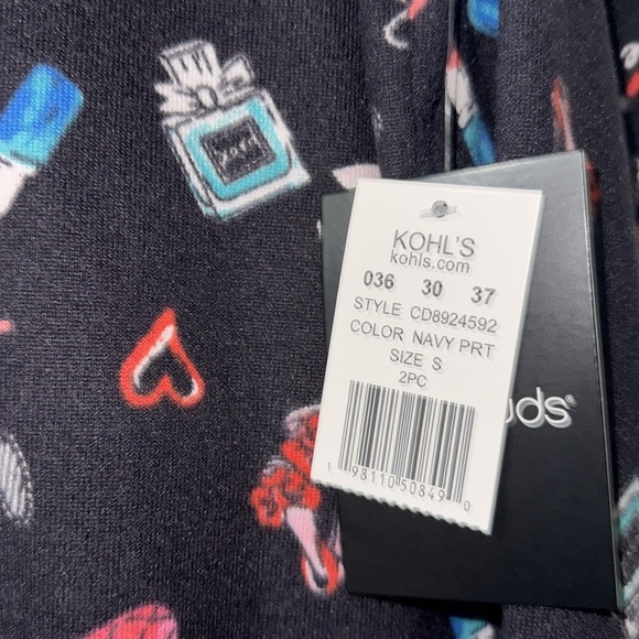 Cuddl Duds pj navy Pink Heart Pajama Set makeup theme NEW Gift - Picture 3 of 6